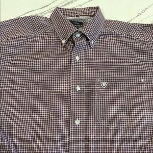Ariat Pro Series Size L Purple Casual Button Down Shirt Classic Style